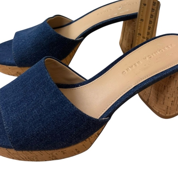 Veronica Beard Women Dali Denim Cork Platform Mules Sandals Heels Sz 10 EUC - Picture 6 of 12